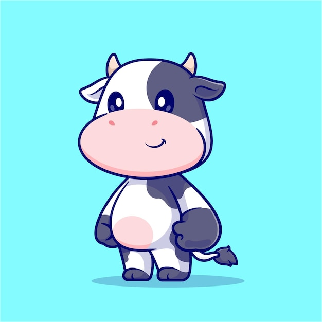 Cute Cow Standing Cartoon Vector Icon Illustration Animal Nature Icon Concept Isolated Premium Flat