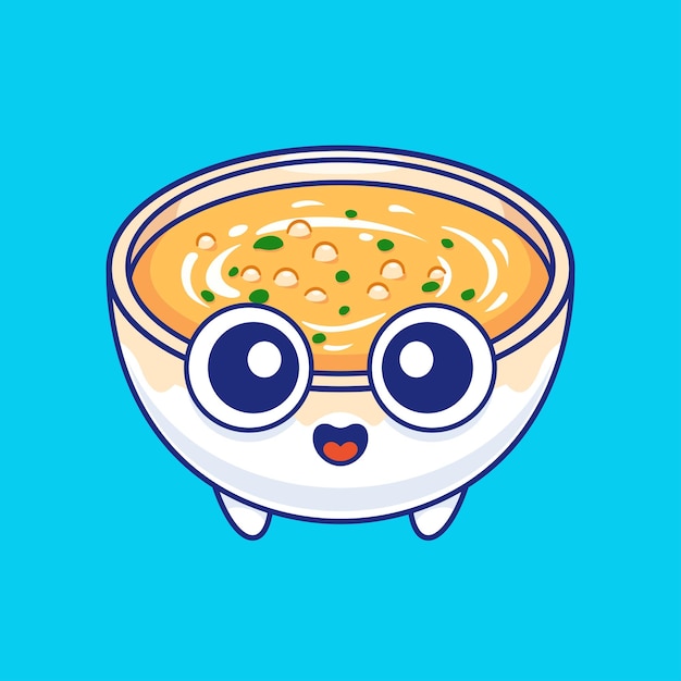 Free Vector cute cream soup cartoon vector icon illustration food object icon isolated flat vector