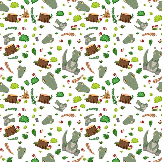 Cute crocodile seamless pattern