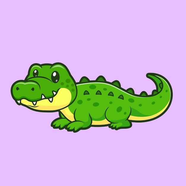 Free vector cute crocodile sitting cartoon vector icon illustration animal nature icon isolated flat vector