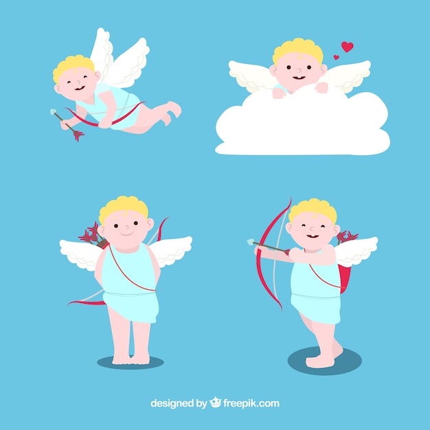 Cute cupid character with bow and arrow