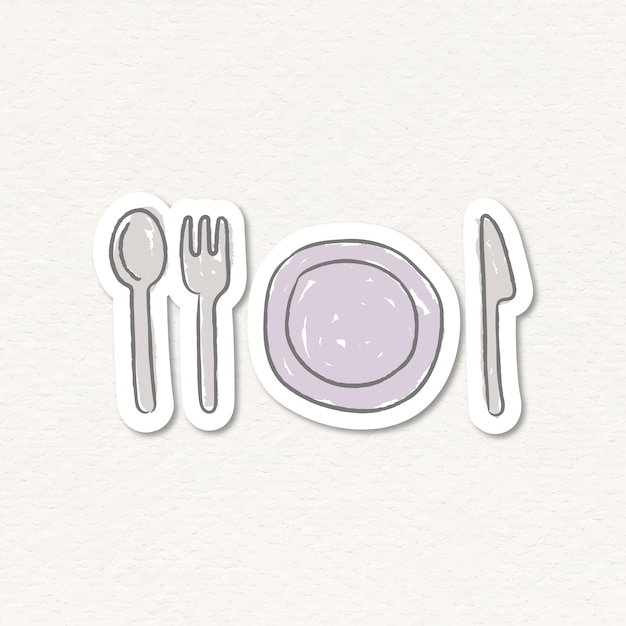 Free Vector cute cuttlery and plate set design element