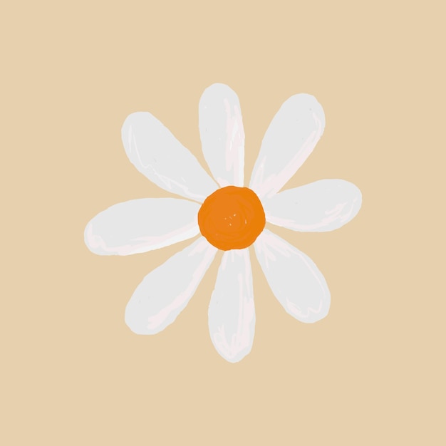 Free vector cute daisy flower element vector in beige background hand drawn style