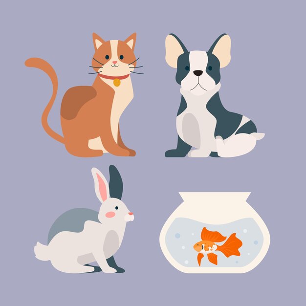 Cute different pets concept