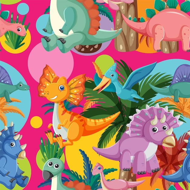 Cute dinosaur seamless pattern