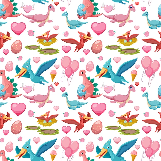 Free Vector cute dinosaur seamless pattern