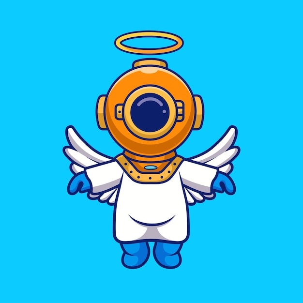 Free Vector cute diver angel flying cartoon vector icon illustration science holiday icon concept isolated flat