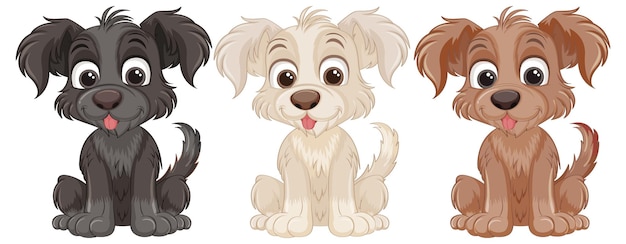 Free Vector cute dog cartoon character set