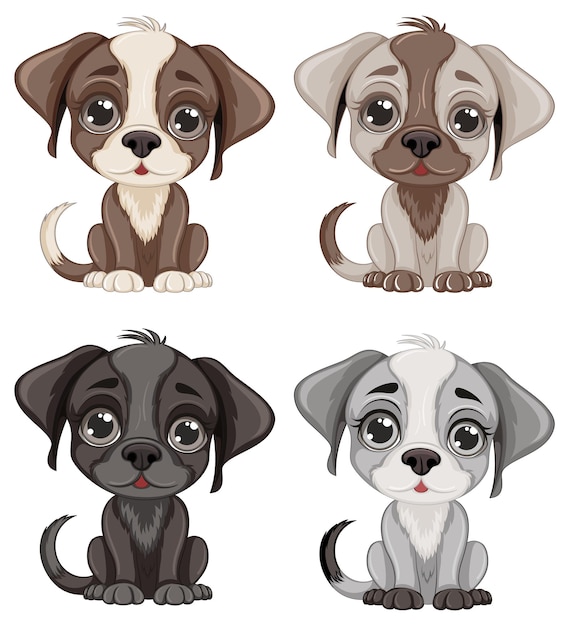 Free vector cute dog cartoon isolated sitting