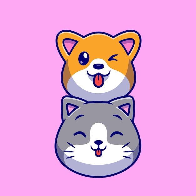 Free Vector cute dog and cat cartoon vector icon illustration. animal wildlife icon concept isolated premium vector. flat cartoon style