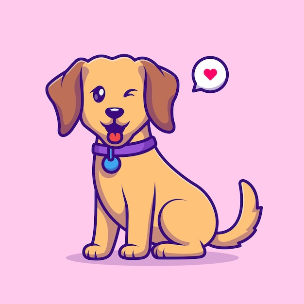 Cute Dog Sitting Cartoon Vector Icon Illustration Animal Nature Icon Concept Isolated Premium