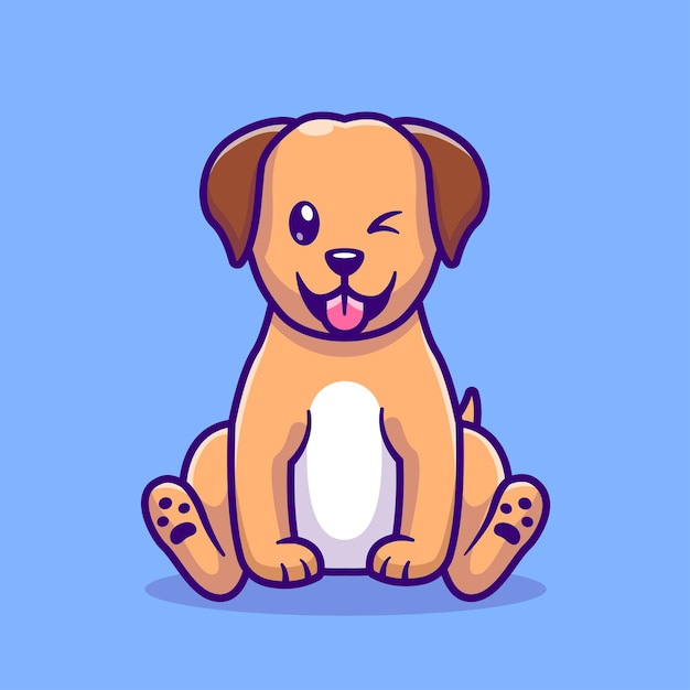 Free Vector cute dog sitting cartoon vector icon illustration animal nature icon concept isolated vector