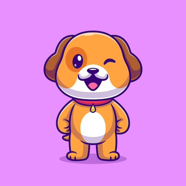 Cute Dog Standing Cartoon Vector Icon Illustration. Animal Nature Icon Concept Isolated Flat Cartoon