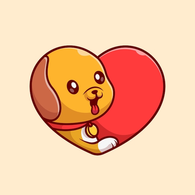 Free vector cute dog with love heart cartoon vector icon illustration. animal nature icon concept isolated flat