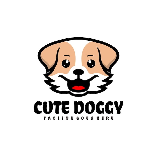 Free vector cute doggy illustration mascot logo design