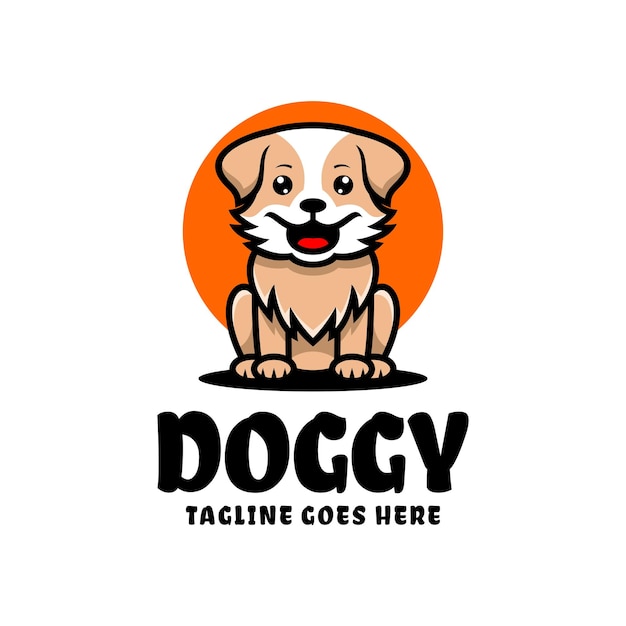 cute doggy illustration mascot logo design