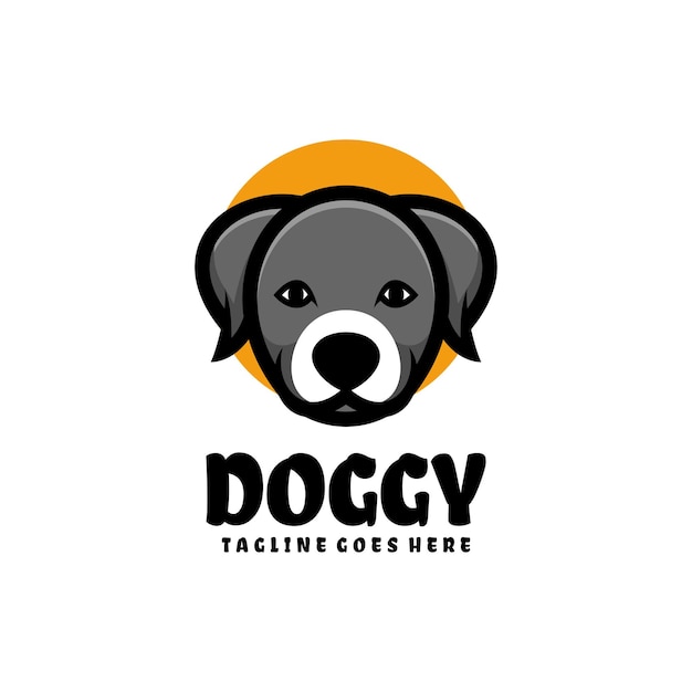 Free Vector cute doggy illustration mascot logo design