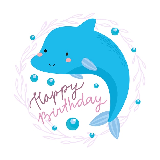 cute dolphin birthday card