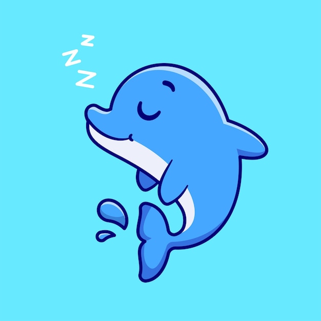 Free Vector cute dolphin fish sleeping cartoon vector icon illustration animal nature icon concept isolated