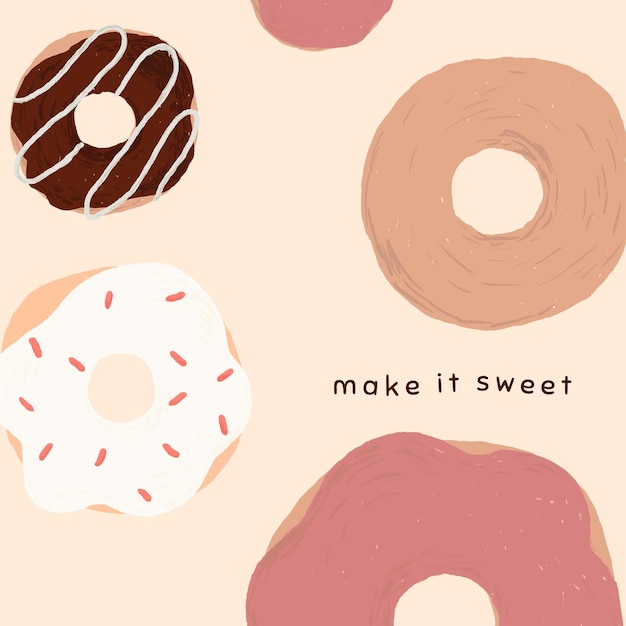 Free Vector cute donut template vector for social media post make it sweet