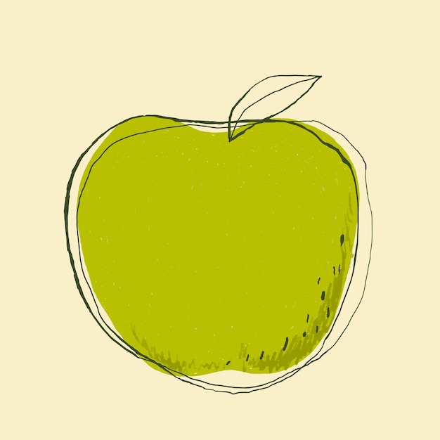 Free vector cute doodle art apple  fruit