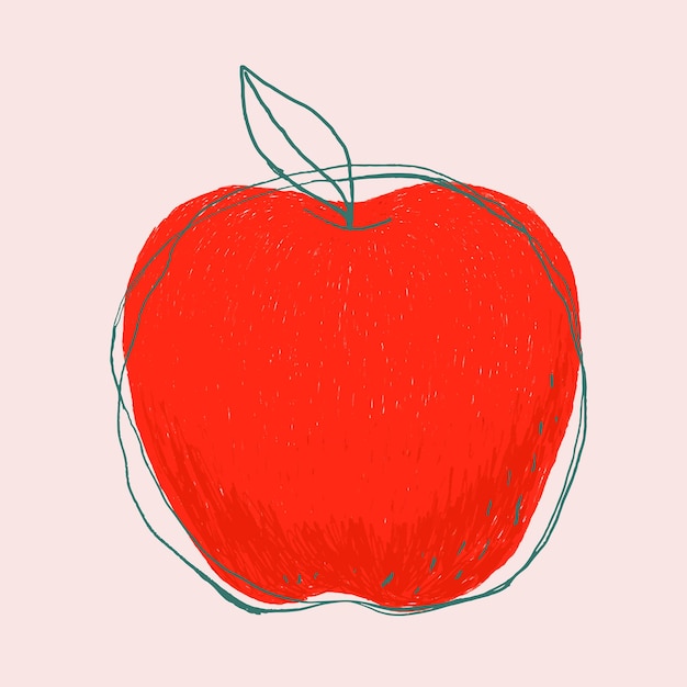 Free Vector cute doodle art apple fruit