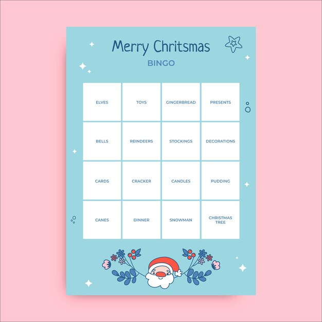 Cute doodle christmas bingo poster