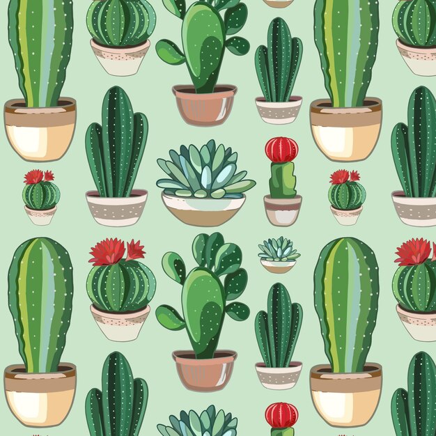 Cute drawn cactus pattern