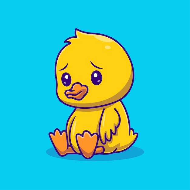 Free vector cute duck sad cartoon vector icon illustration animal nature icon isolated flat vector