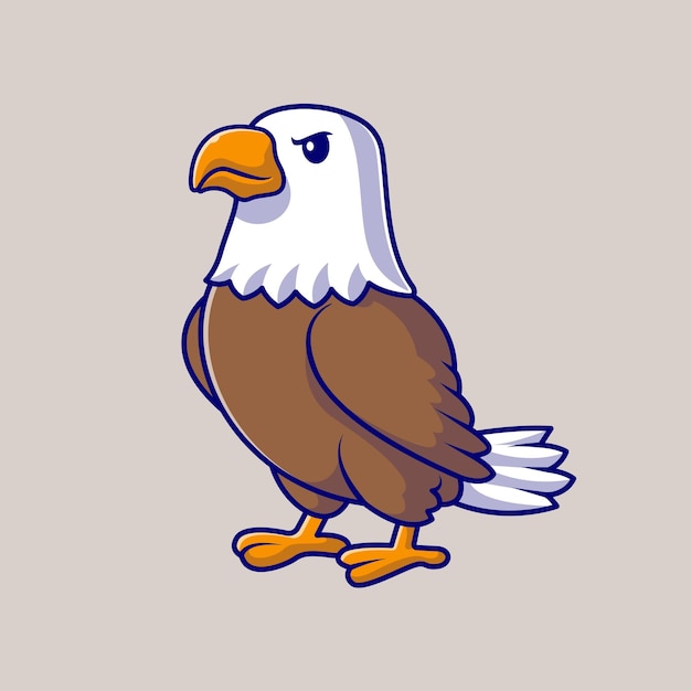 Cute Eagle Bird Cartoon Vector Icon Illustration. Animal Nature Icon Concept Isolated Premium Vector