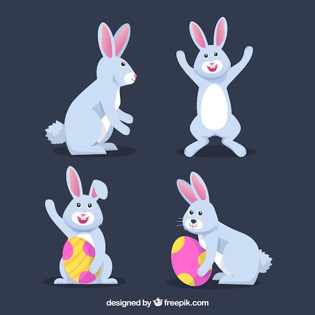 Free Vector cute easter bunny collection