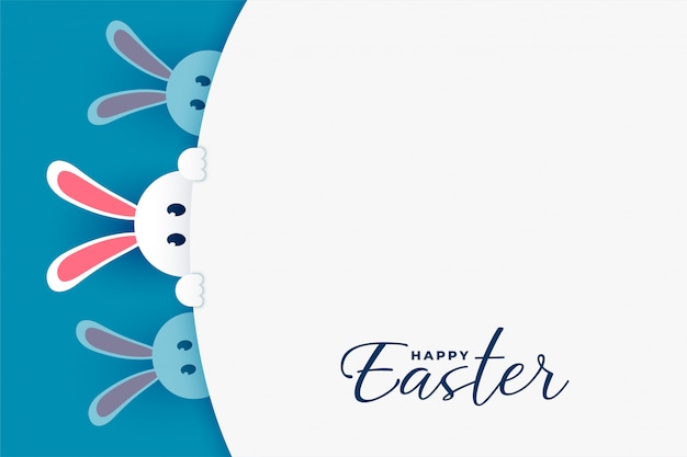 Free vector cute easter bunny peeping out background