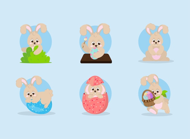 Free Vector cute easter rabbits