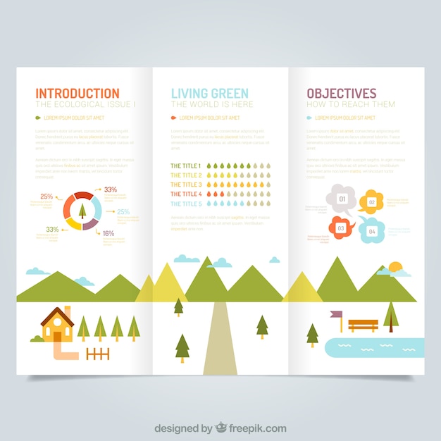 Free Vector cute ecological leaflet template