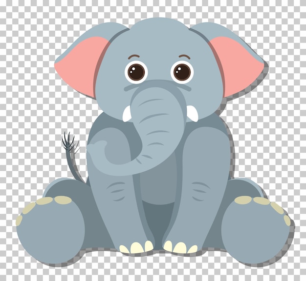 Cute elephant in flat cartoon style