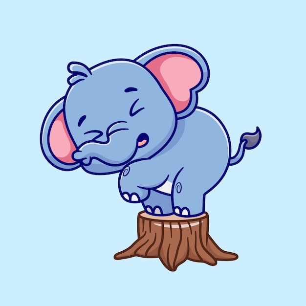 Cute Elephant Scare On Tree Cartoon Vector Icon Illustration Animal Nature Icon Concept Isolated