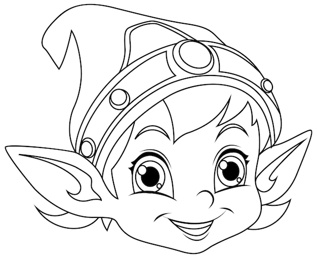 Free vector cute elf cartoon character outline for colouring