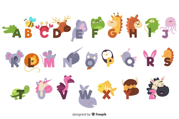 Cute english alphabet with animals