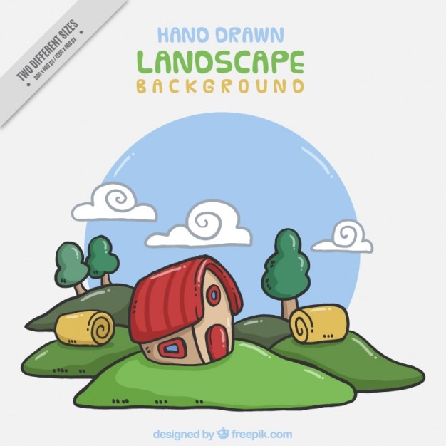 Free Vector cute farm landscape