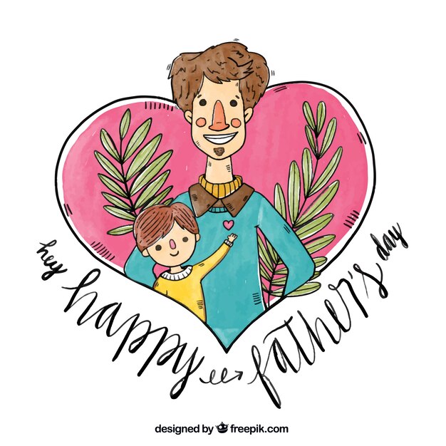 Cute father's day background in watercolor style