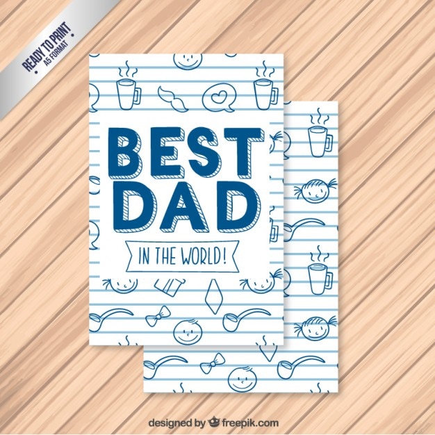 Free Vector cute father's day card with drawings