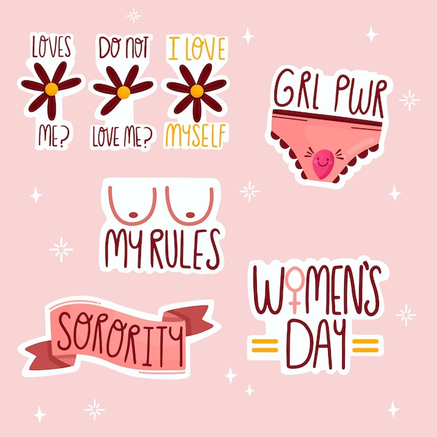 Cute feminist stickers collection