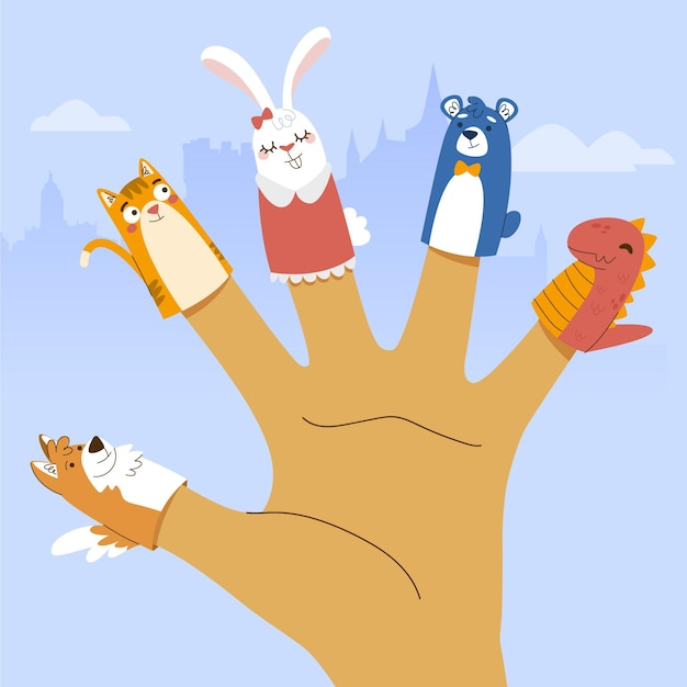 Free Vector cute finger puppets collection