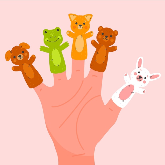 Free Vector cute finger puppets collection