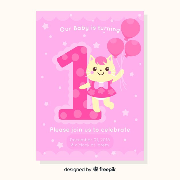 Cute first birthday card template