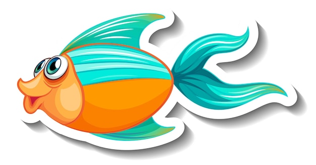 Free Vector cute fish sea animal cartoon sticker