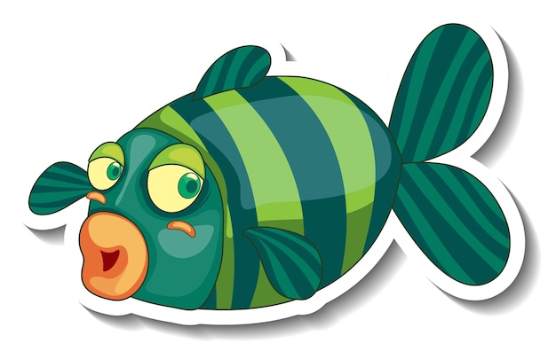 Free vector cute fish sea animal cartoon sticker