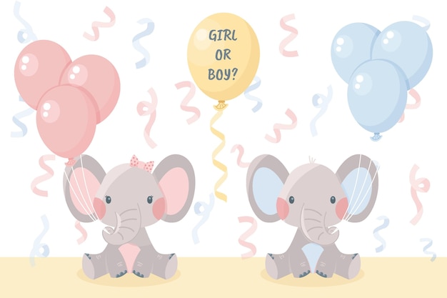 Cute flat design gender reveal illustration