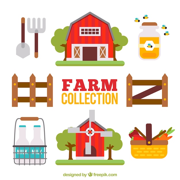 Cute flat farm collection