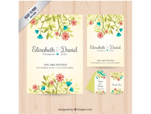 Cute floral wedding invitation